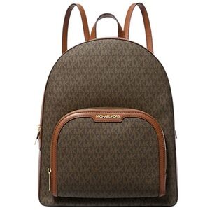 Michael Kors Tan and Brown Logo Backpack